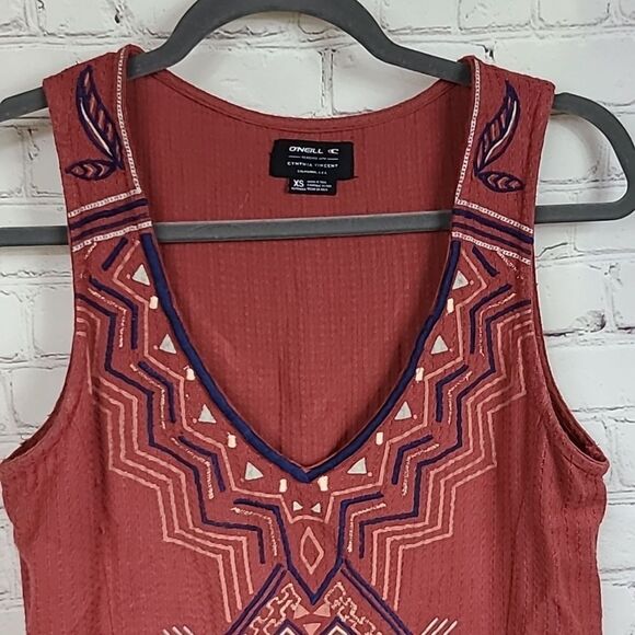 O'Neill + Cynthia Vincent Sunlit Dress Juniors Sleeveless Tribal Embroidered XS - Picture 4 of 11